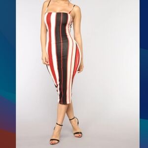 Fashion Nova (Size L) Multicolored Ezy Rider Striped (Bodycon) Dress (NEW-NWT)